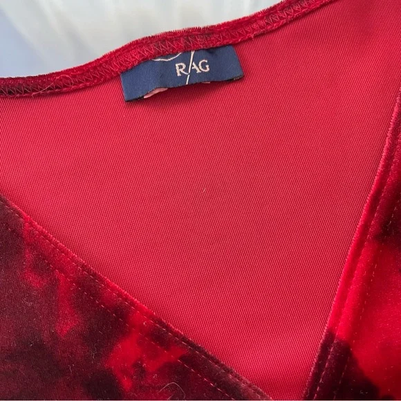 Rag Womens Velvet Y2K Whimsigoth Fairy Babydoll Top Size L Red‎ Black Tie Dye - Picture 6 of 6